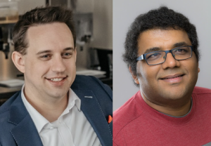 Phil is a white male with short brown hair and Vatsan is a man of Indian decent with dark hair and glasses.