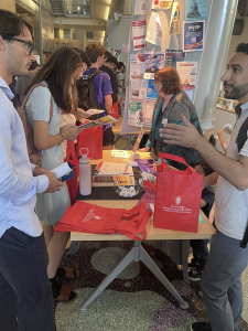 people talking across a table