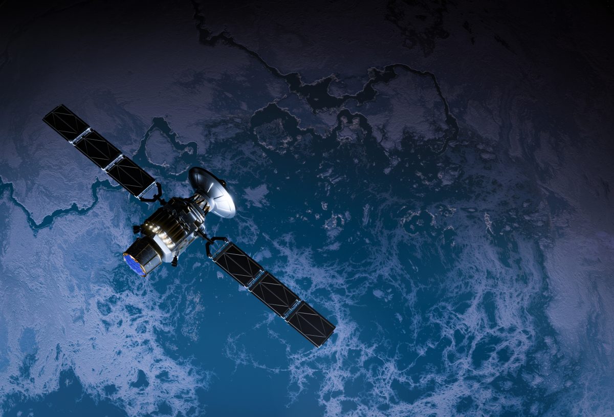 Satellite hovering above earth